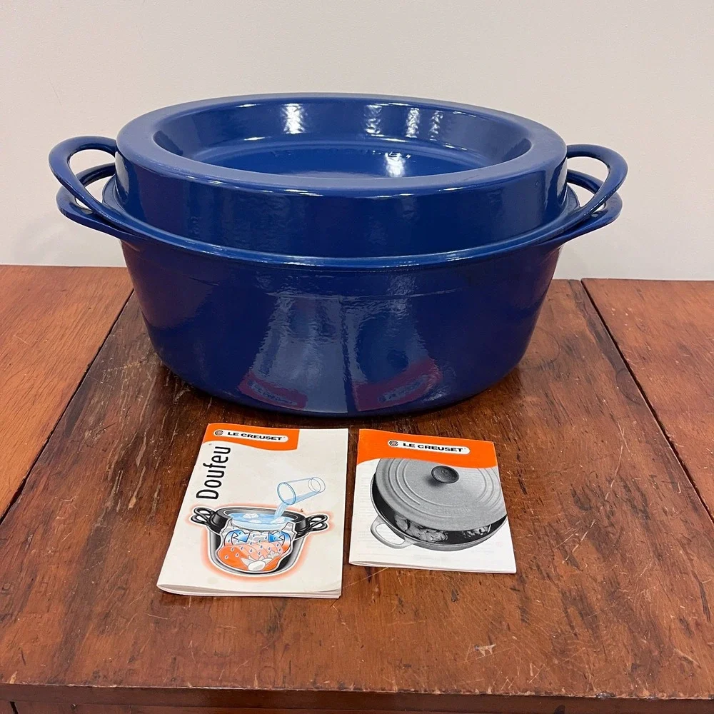 *VERY RARE* Le Creuset Doufeu Blue Cast Iron Enamel 9 3/4 Qt 9.2 L No. 35 France